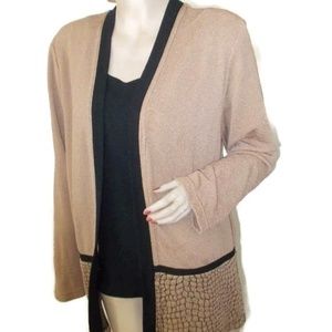 Vintage Sheri Martin Women's Size 16 Tan Black Long Sleeve Pullover Top Sweater